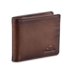 BROWN BEAR Wallets for Man, Wallet for Men Stylish Pure Nappa Leather Branded, Certified RFID Protected Slim Purse for Gents with Eight Card Pockets Perfect for Gift for Mens
