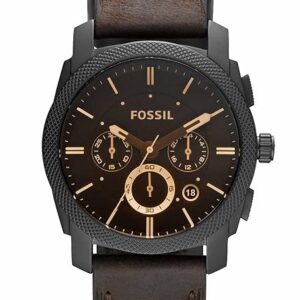 Roll over image to zoom in Fossil Men Leather Machine Analog Black Dial Watch-Fs4656, Band Color-Brown