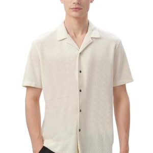 FYLTR Men's Casual Knit Regular Fit Shirt with Spread Collar|Half Sleeve|Textured Patterns